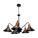 Lámpara Colgante Vintage E26 60w Negro Mate 5 Luces