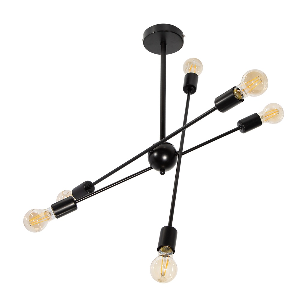 Lámpara de Techo Bronce 6 Luces  E27 60w mod negro