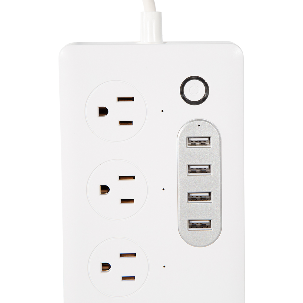 Barra multicontacto inteligente con 4 enchufes de electricidad y 4 USB