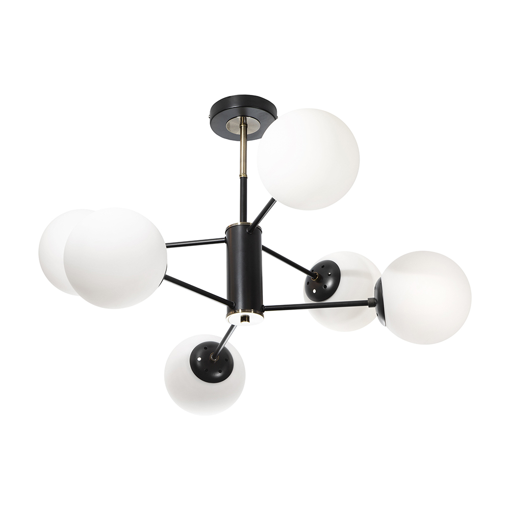 Lámpara Techo Negro Mate E27 40W 6 Luces