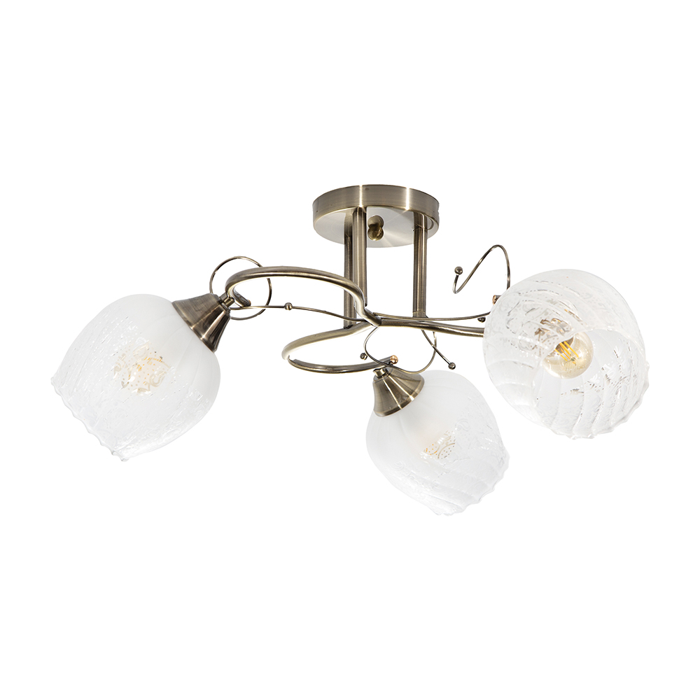 Lámpara de Techo Latón Antiguo Clásico E27 40W 3 Luces