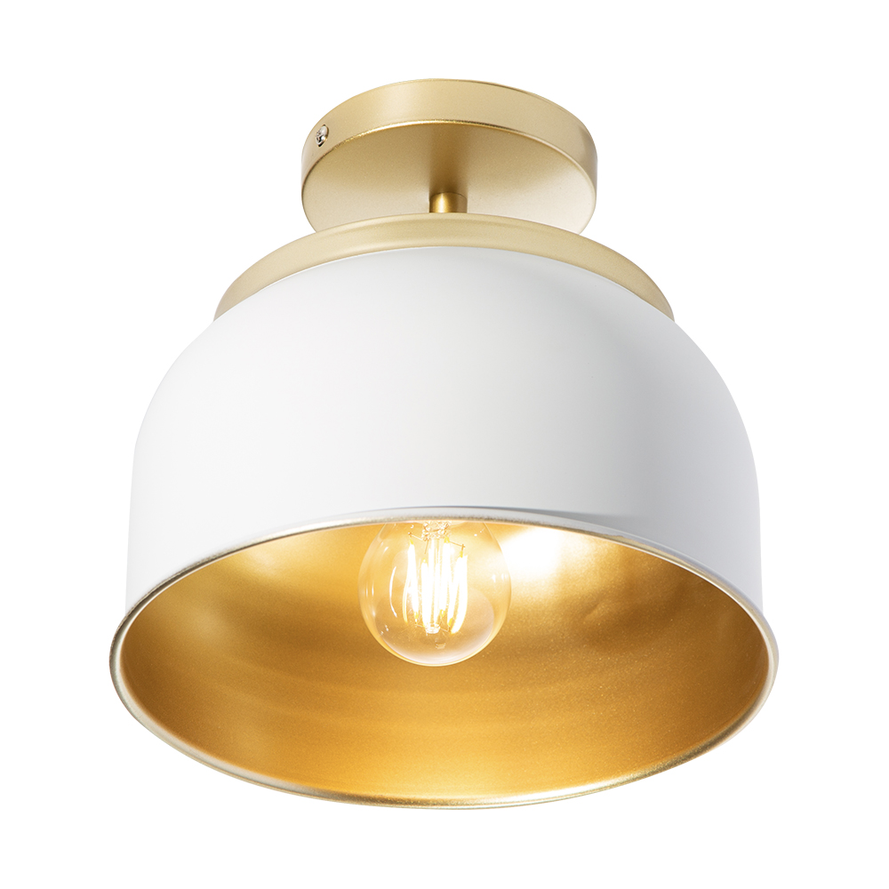 Lámpara de Techo Vintage Blanco Mate Oro 40W E27 1 Luz