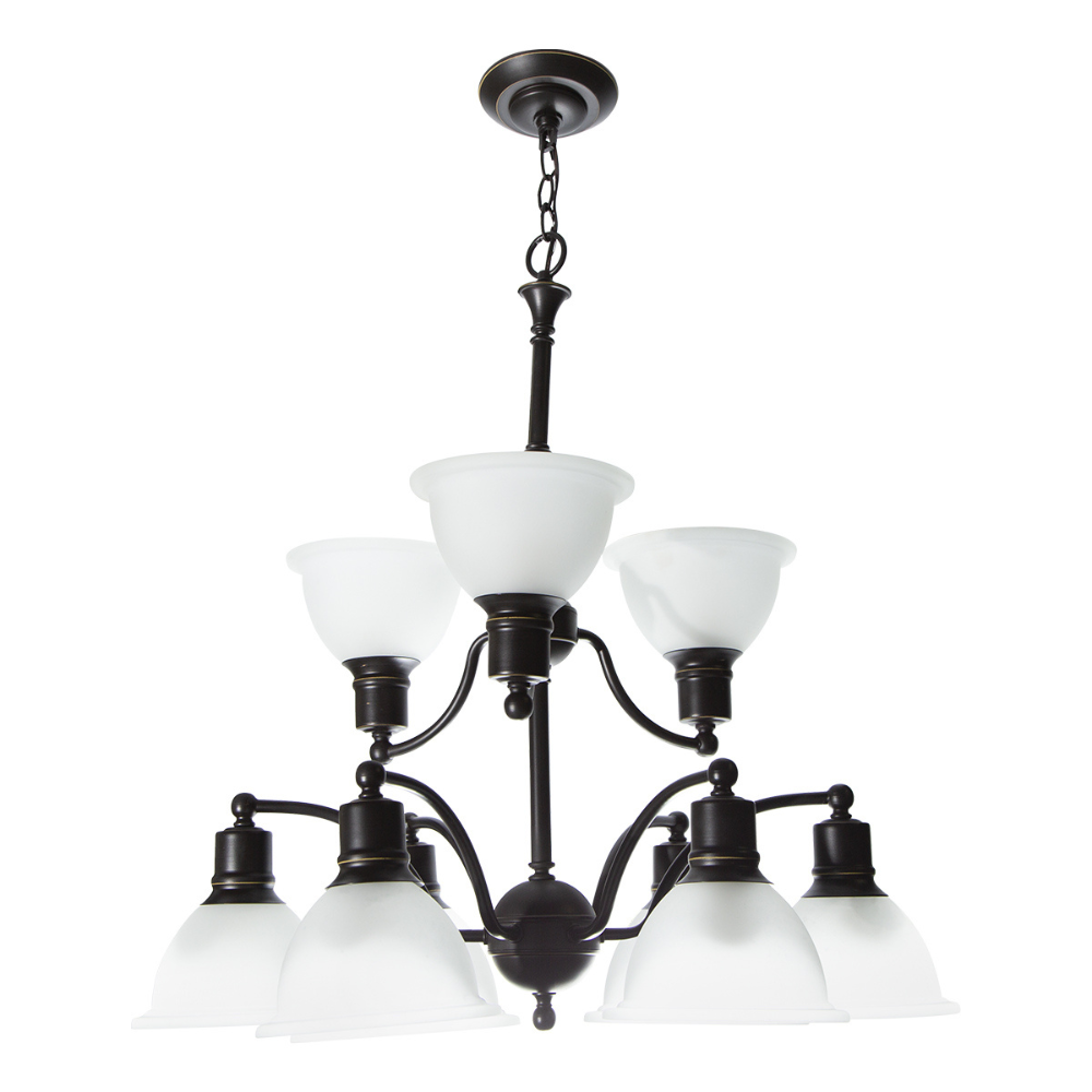 Candelabro Madison Collection 9 luces estilo vintage, bronce antiguo 75W