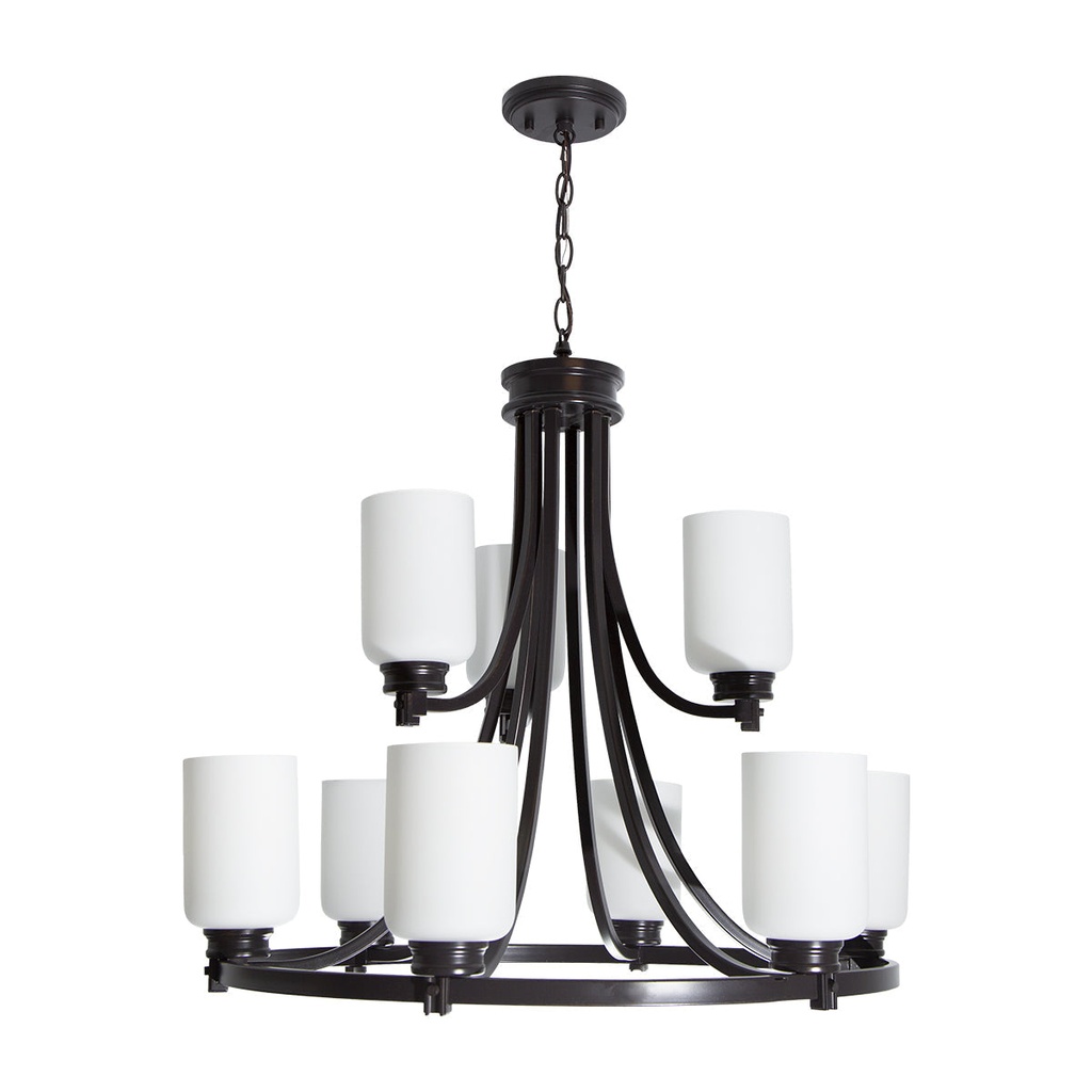 Colgante Candelabro 9 Luces 100W, Estilo Araña, Bronce Antiguo.