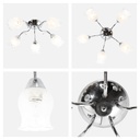 Lámpara de Techo Plata Cromo Clásico E27 40W 5 Luces