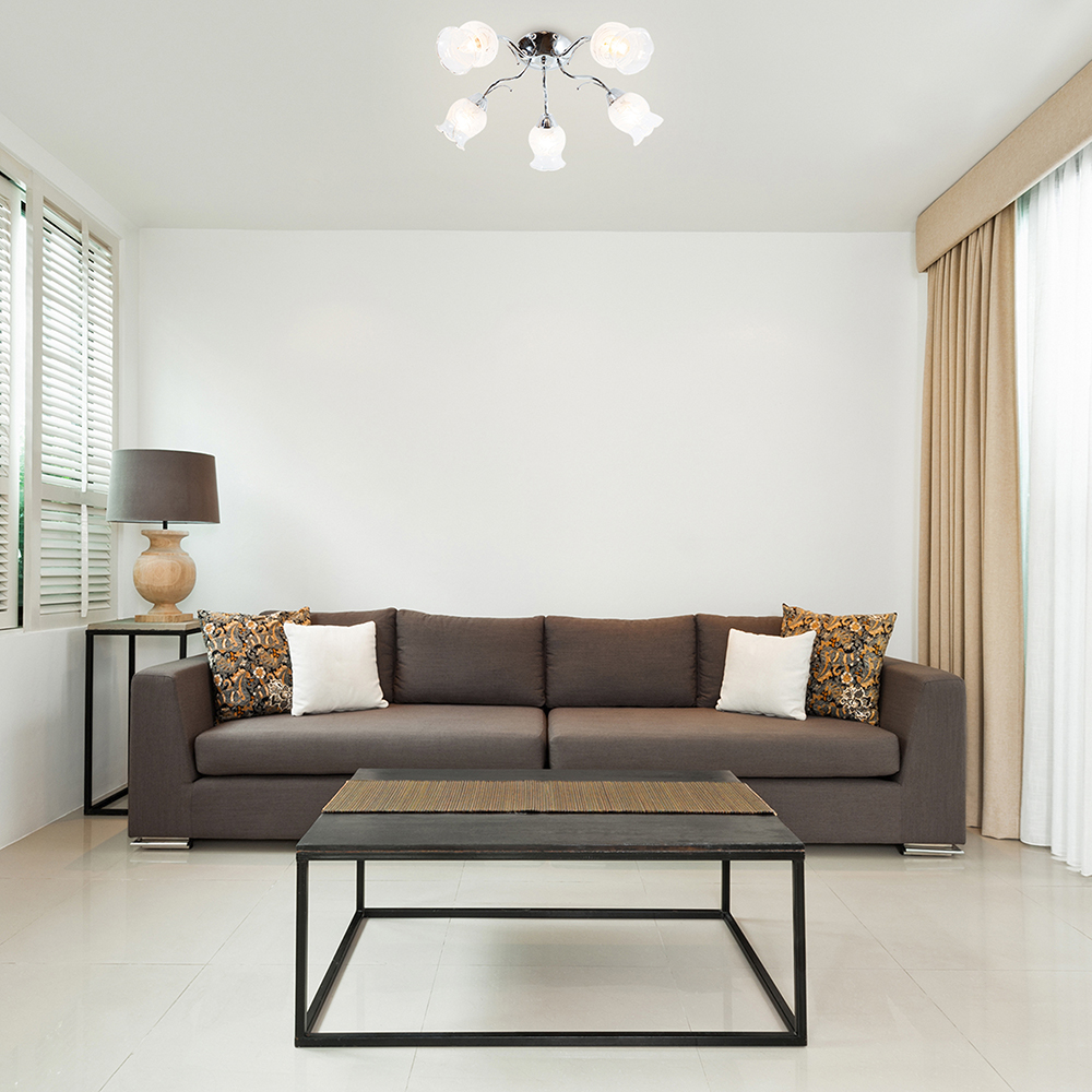 Lámpara de Techo Plata Cromo Clásico E27 40W 5 Luces