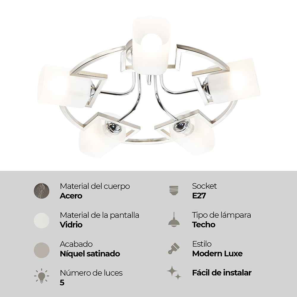 LAMPARA DE TECHO CROMO E27