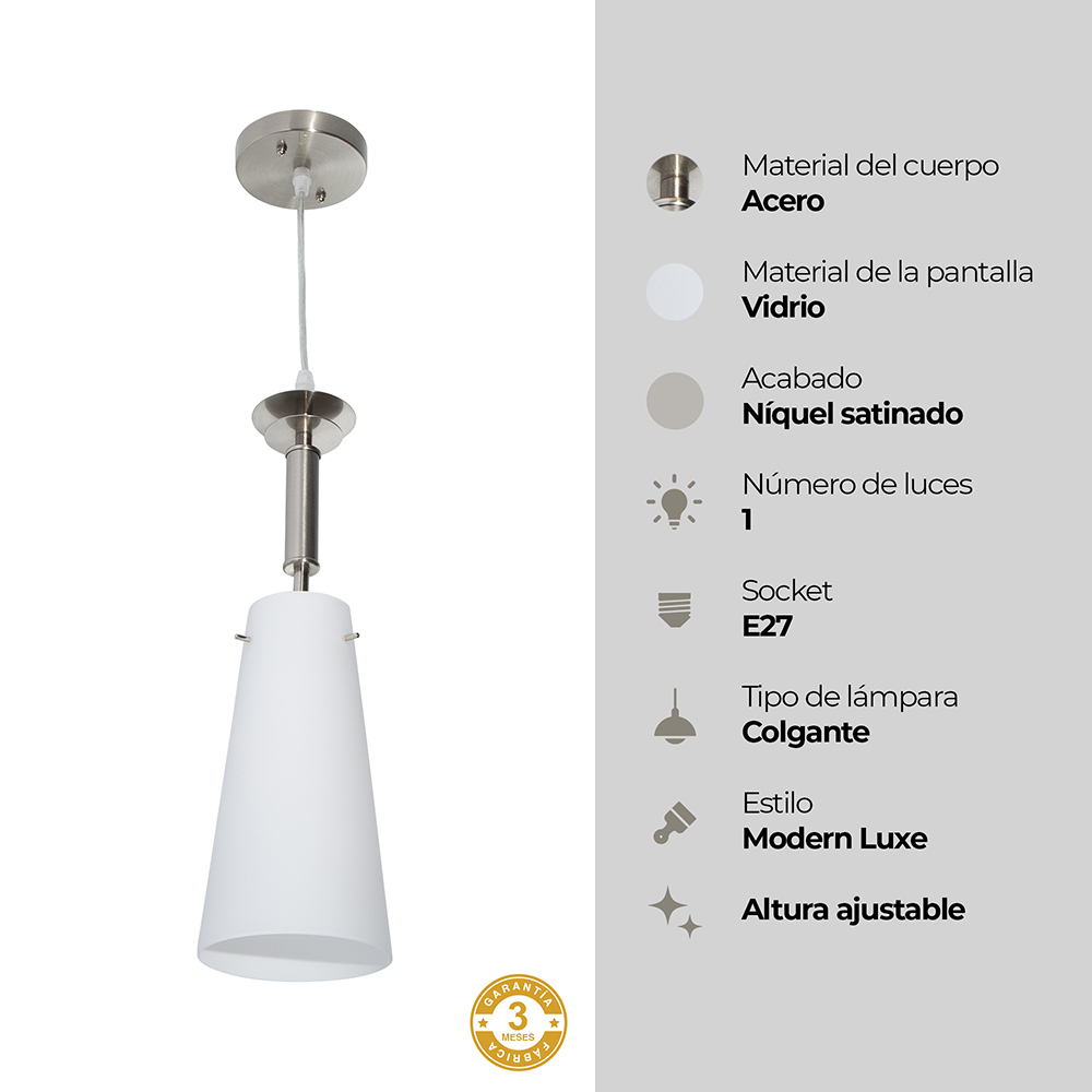 Lámpara de Techo Moderna Blanco y Níquel Satinado 60W E27 1 Luz