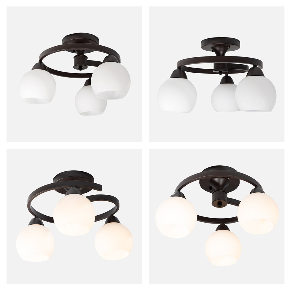 LAMPARA DE TECHO DE 3 LUZ DE 40W EN  METAL VIDRIO EN CHOCOLATE E27