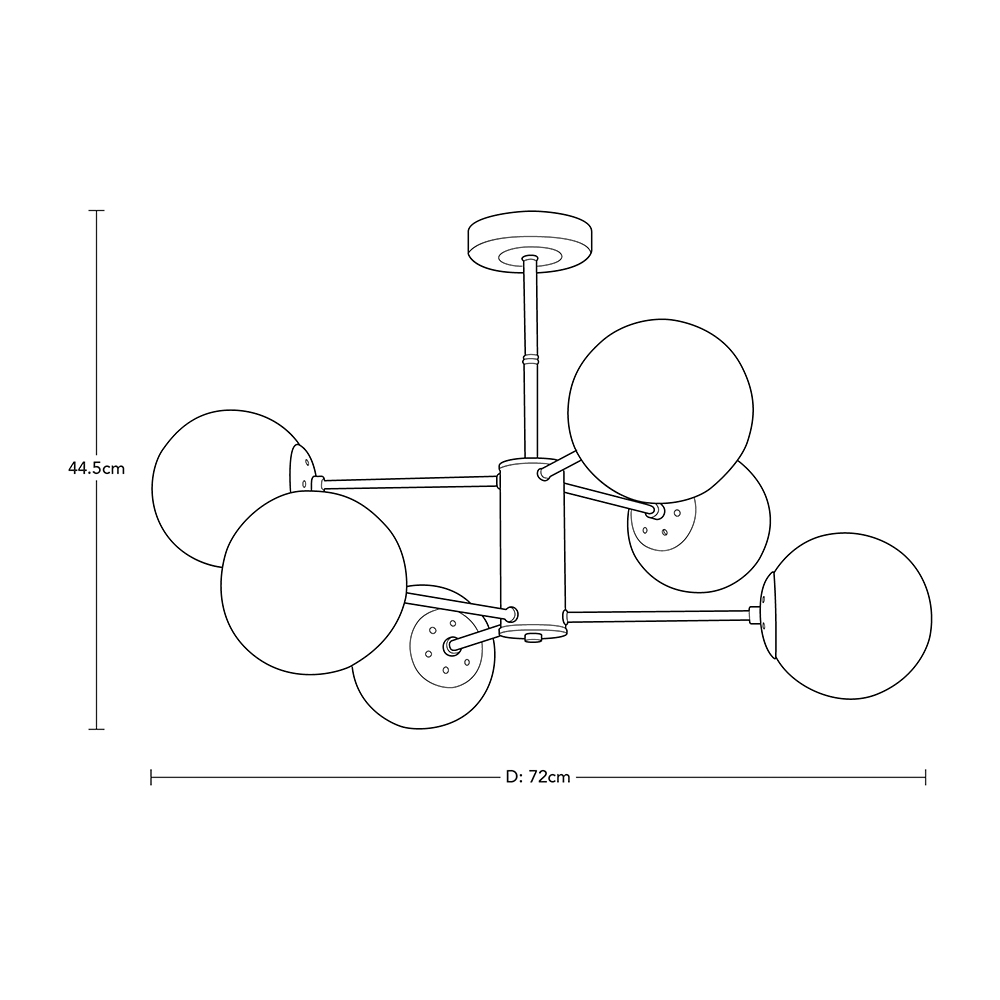 LAMPARA DE TECHO LATON 6L E27