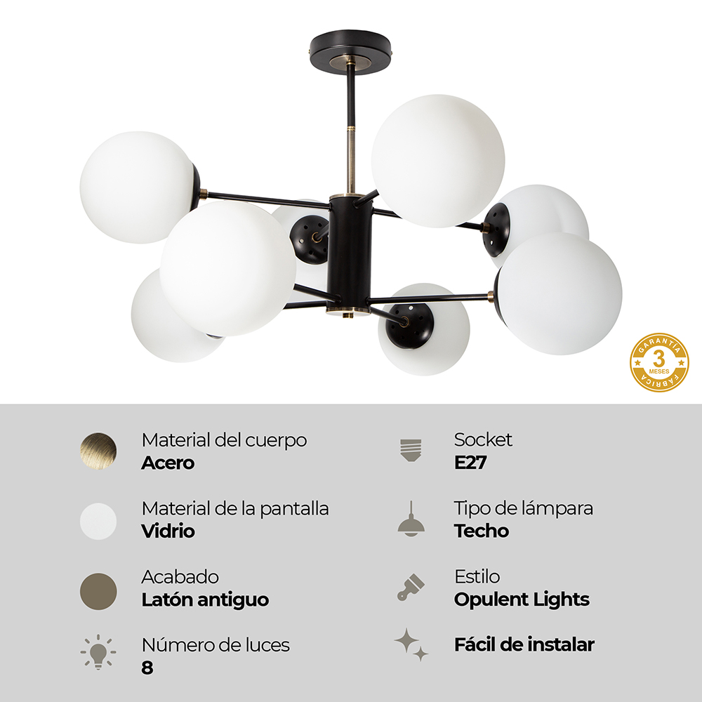 LAMPARA DE TECHO LATON 8L E27