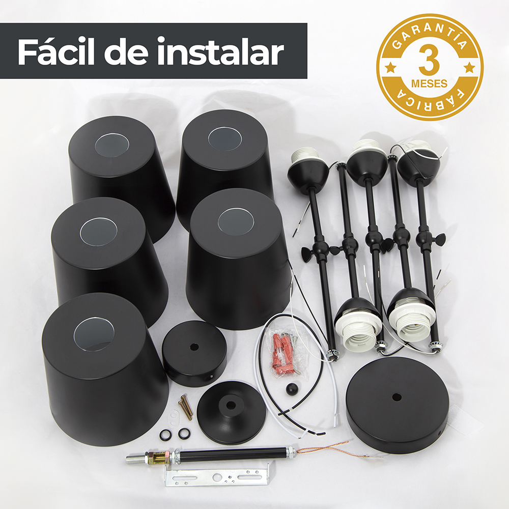 LAMPARA DE TECHO NEGRO 5L E27