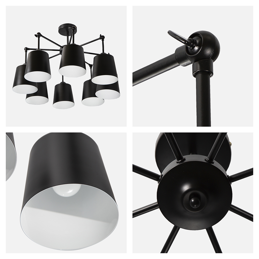 LAMPARA DE TECHO NEGRO 8L E27