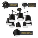 LAMPARA DE TECHO NEGRO 8L E27