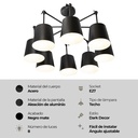 LAMPARA DE TECHO NEGRO 8L E27