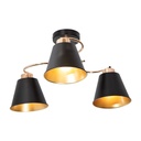 LAMPARA DE TECHO NEGRO Y DORADO 3L E27