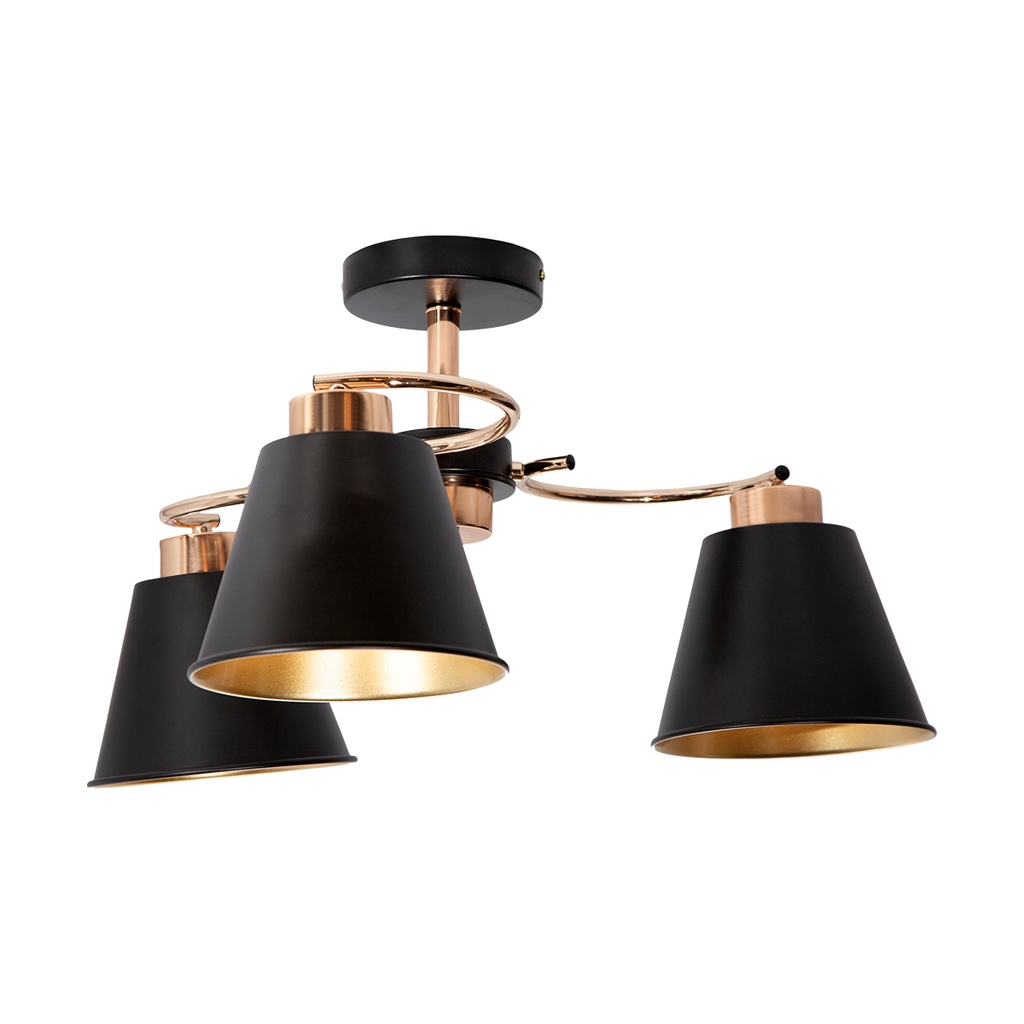LAMPARA DE TECHO NEGRO Y DORADO 3L E27