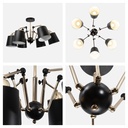 LAMPARA DE TECHO NEGRO Y DORADO 6L E27