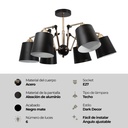 LAMPARA DE TECHO NEGRO Y DORADO 6L E27
