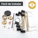LAMPARA DE TECHO NEGRO Y DORADO 8L E27