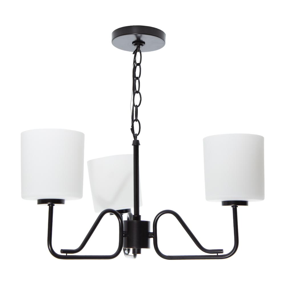 Lámpara de araña Tobin Collection moderna de 3 luces 100W, acabado negro mate