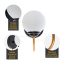 Aplique de Pared Moderno Negro y Bronce Dorado 40W E27 de 1 Luz