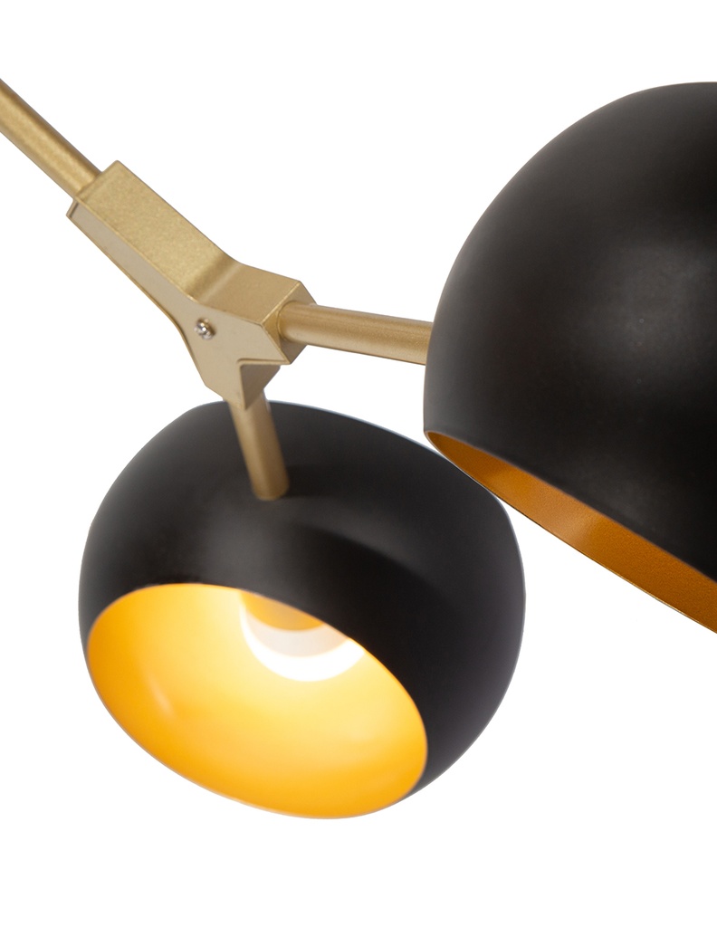 Lámpara de Techo, Negro y Dorado, 4 Luces, 40W, E27