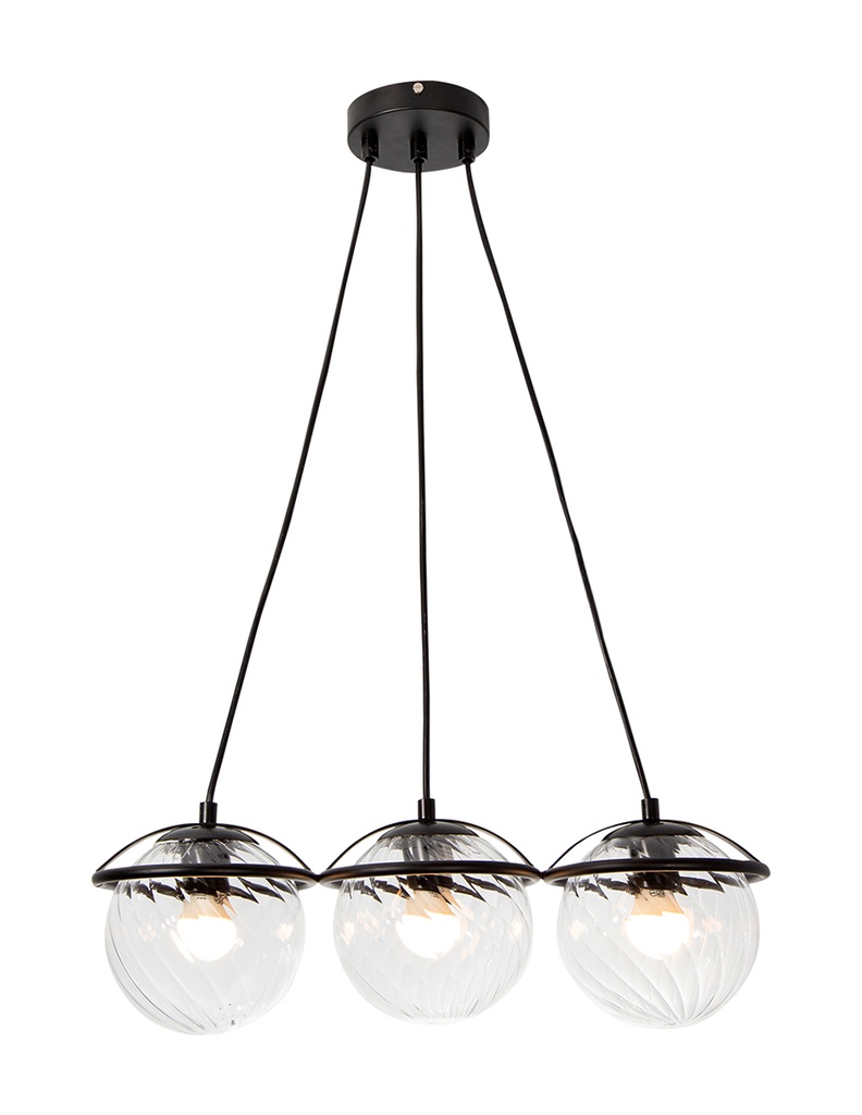 Lámpara Colgante Moderno Negro 40w E27 3 Luces