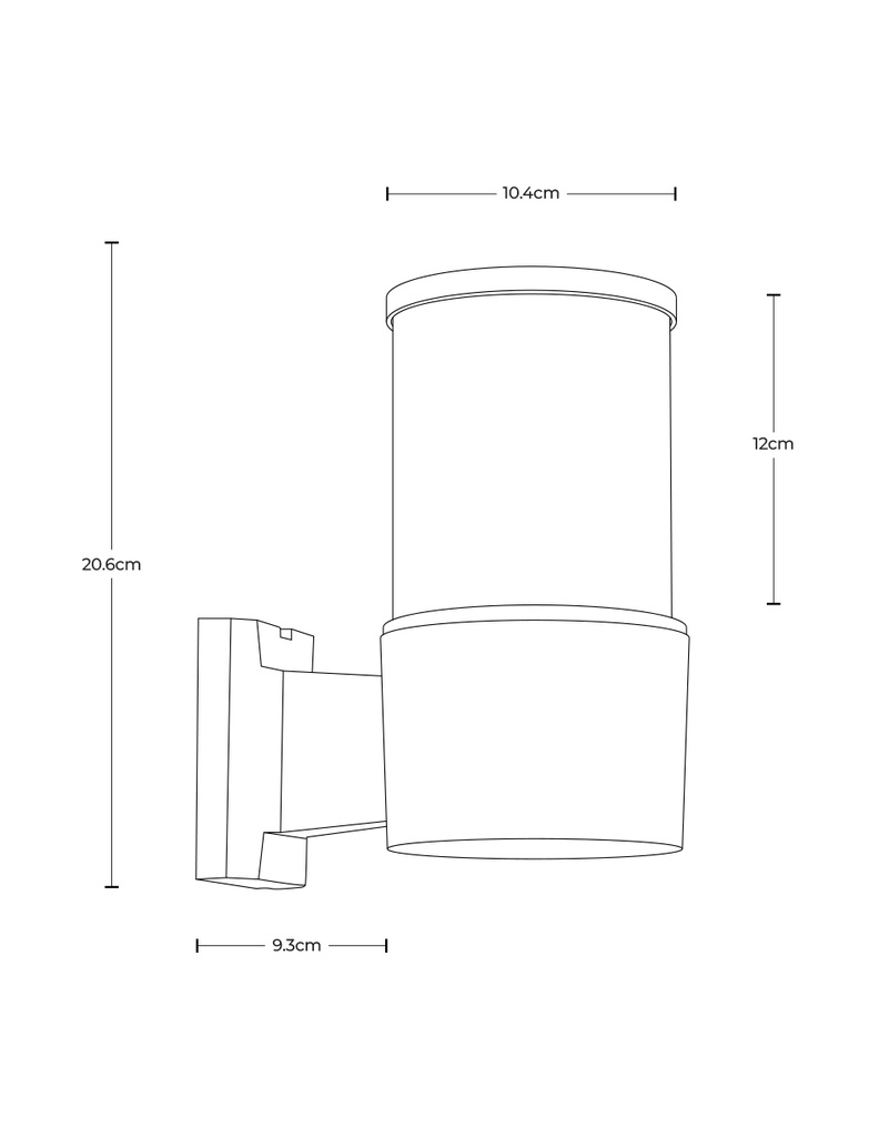 Aplique de pared exterior, IP44, negro, 10W, E27, 1 luz