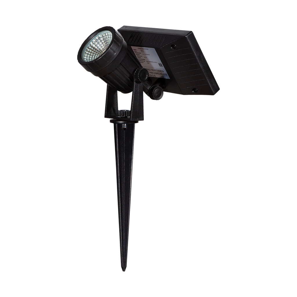 Luz solar LED para jardín, IP54, acabado negro 1L 1W 3.7V 3000K