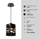 Lámpara Colgante Dark Decor Negro E27 40w 1 Luz