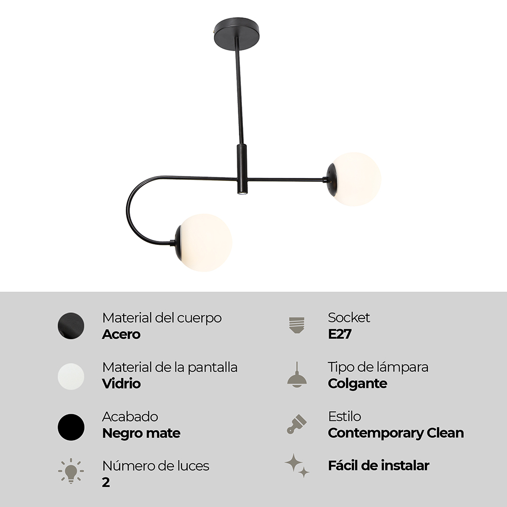 LAMPARA COLGANTE 2L E27 G45