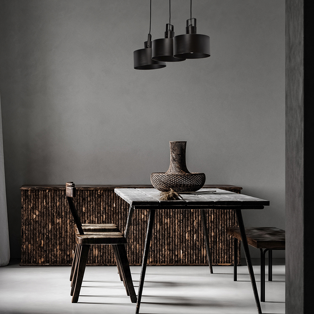 LAMPARA COLGANTE 3L NEGRO E27