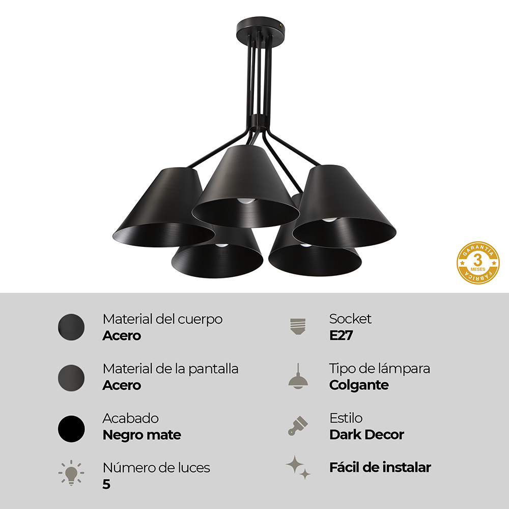 LAMPARA COLGANTE 5L E27