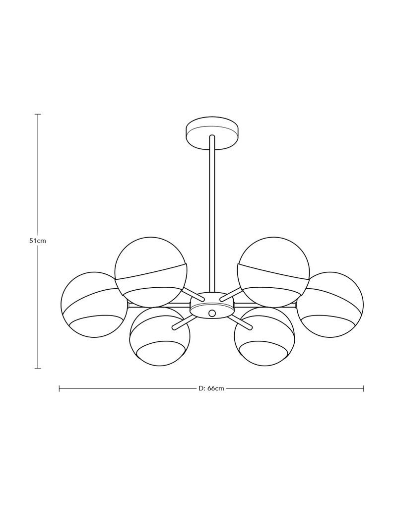Lámpara Colgante Sputnik Negro Mate E27 40w 6 Luces
