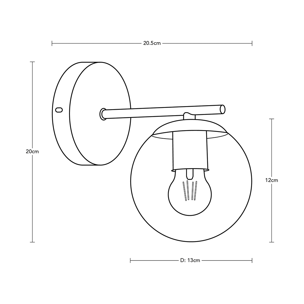 Lámpara de Pared Opulent Lights Moderna Negro E27 40w 1 Luz