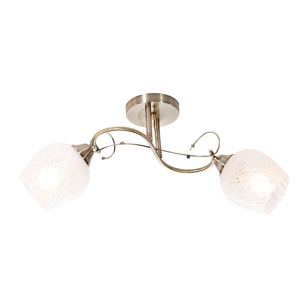 Lámpara de Techo Latón Antiguo Clásico E27 40W 2 Luces
