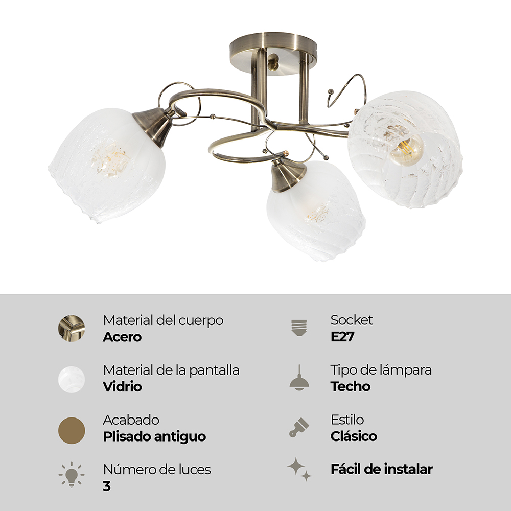 LAMPARA DE TECHO 3L E27