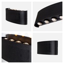 Lámpara de pared LED, acabado negro, 9W, luz amarilla 3000K