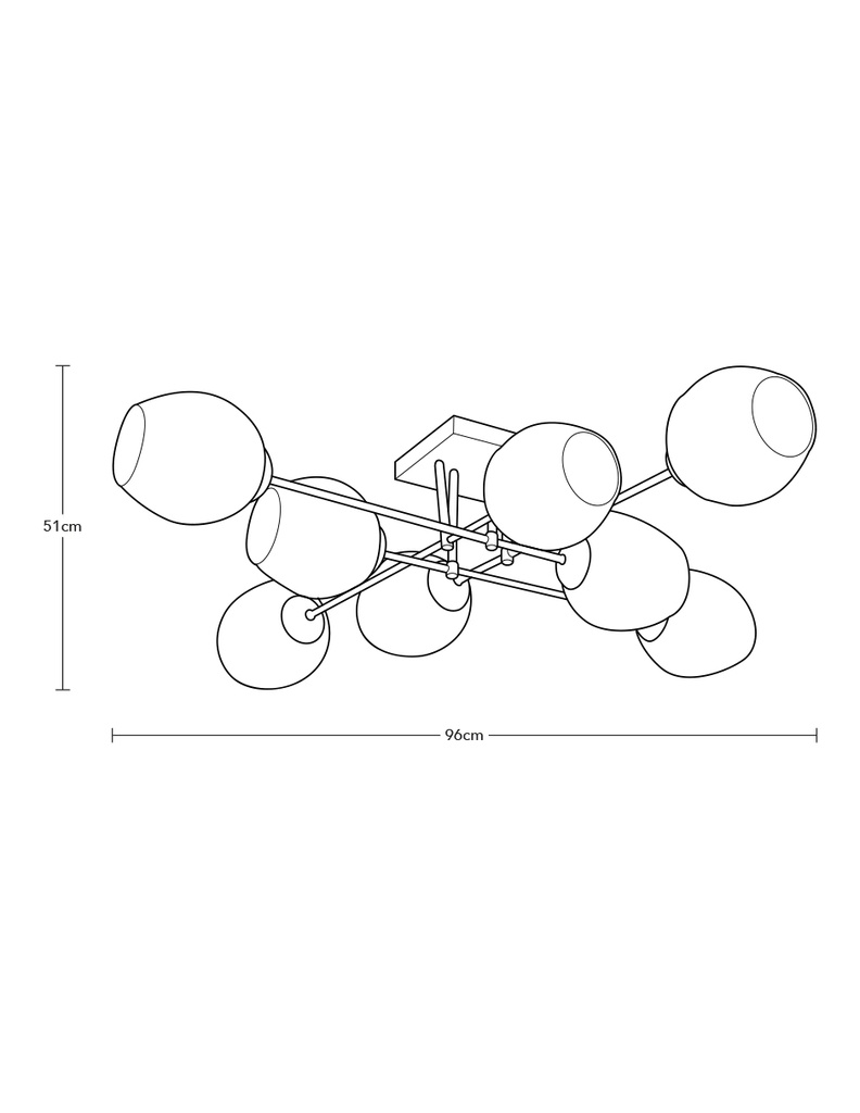 Lámpara de Techo Sputnik Negro Mate E27 40w A55 8 Luces