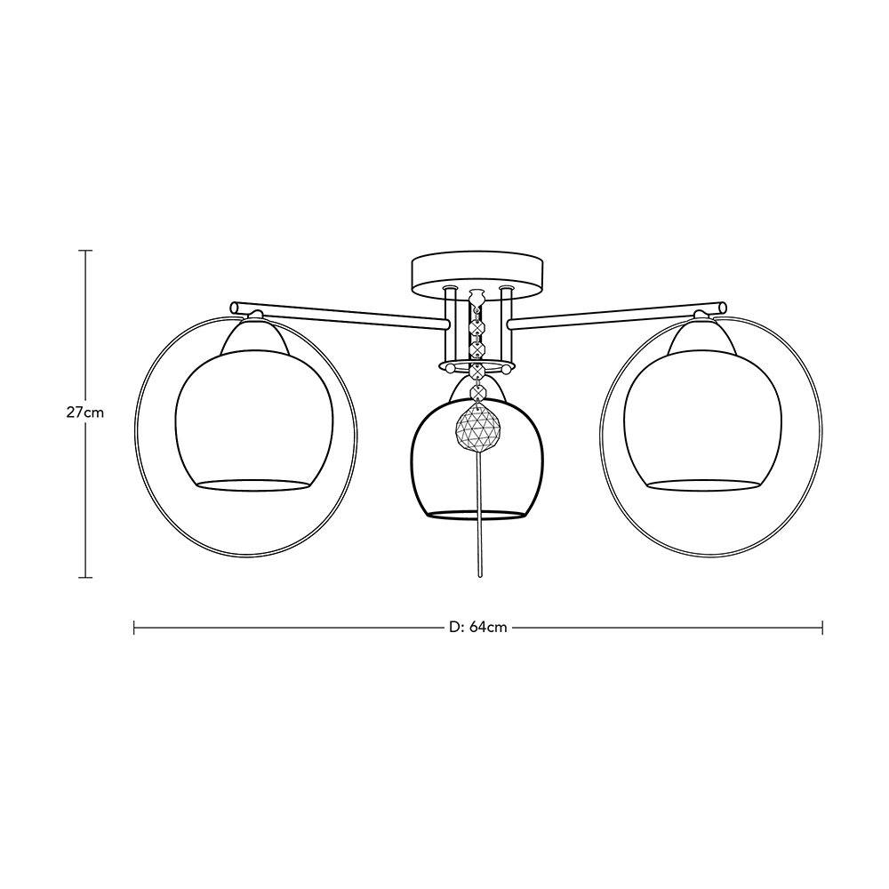 LAMPARA DE TECHO ACABADO CROMO 3L E27