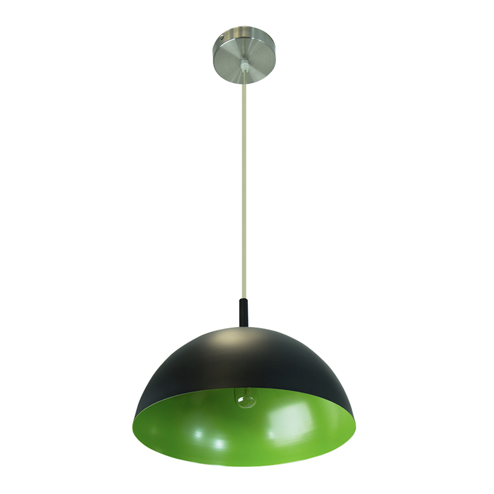 Lámpara Colgante Negro Mate Interior Verde 30 Cm 1 Luz