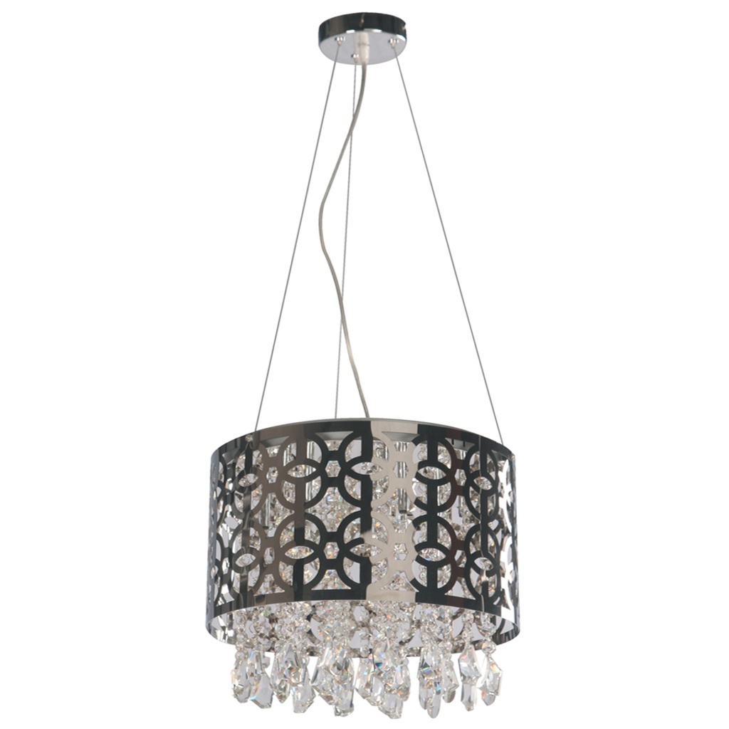 Lámpara Colgante Acero Inoxidable Y Cristales G4 9 Luces