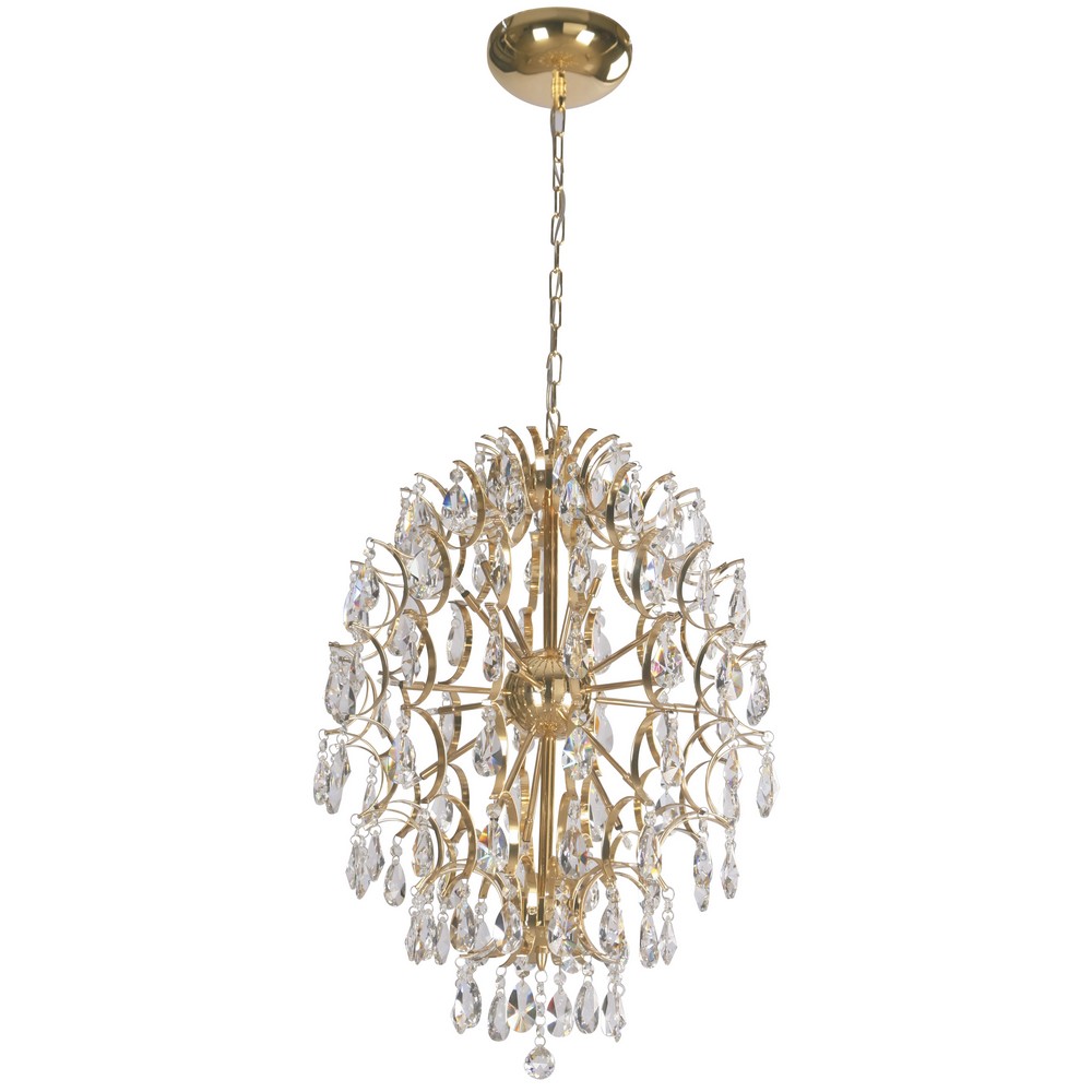 Lámpara Colgante de Metal en dorado con Cristales Transparentes 24L