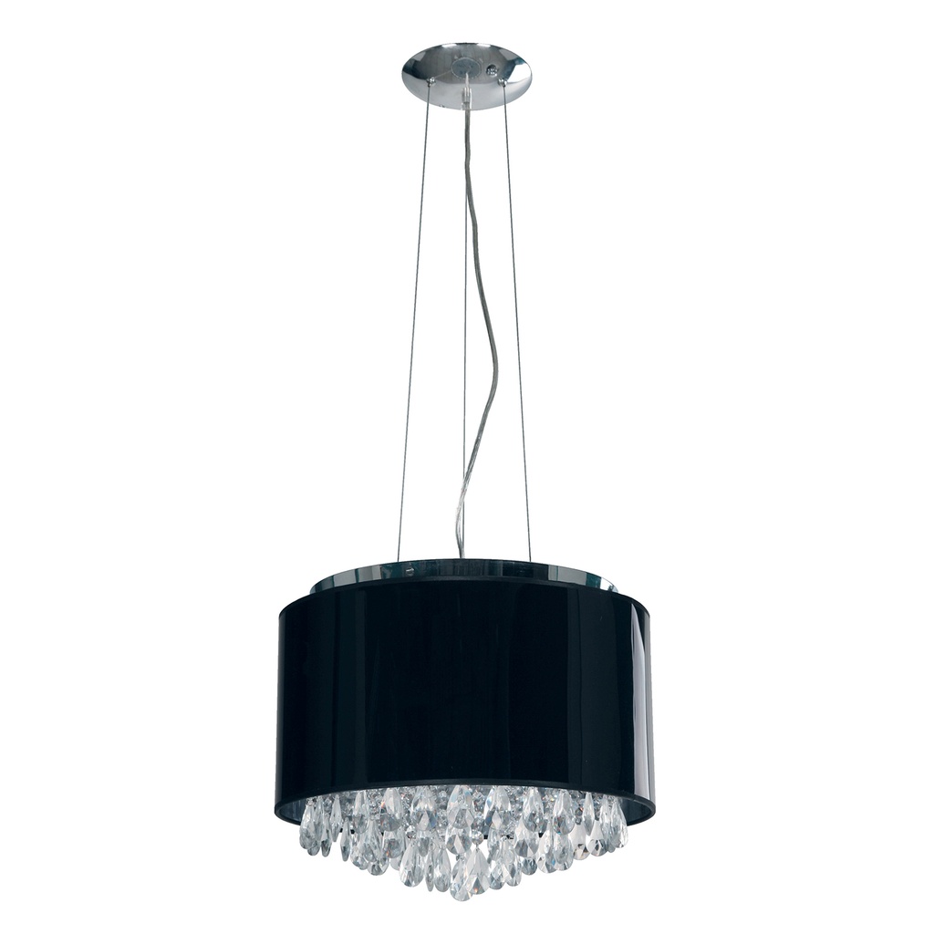 Lámpara Colgante Negro detalles en cristal 8L