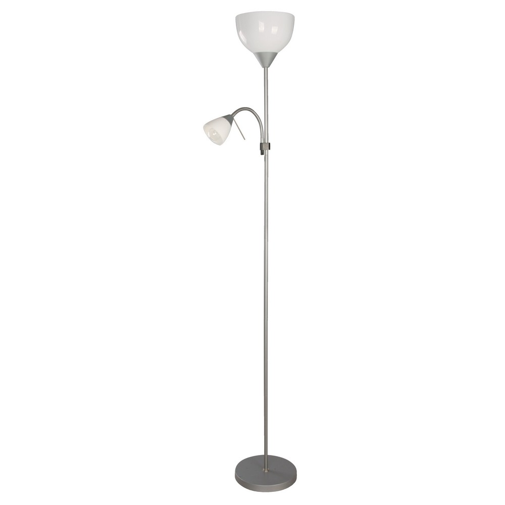 Lampara de piso gris 2 Luces E27 60w y E14 40w