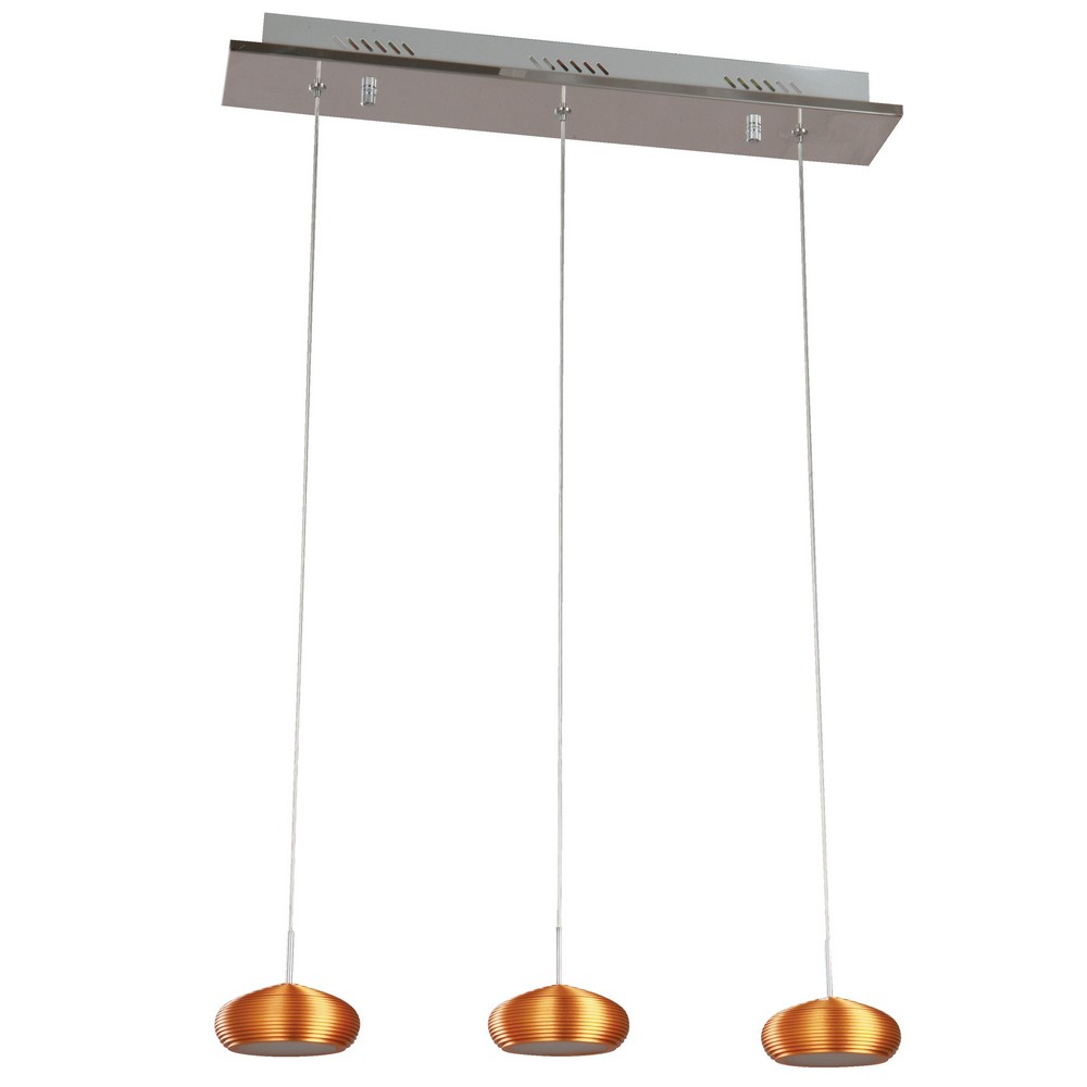 Lámpara Colgante Cromo y Dorado LED 3 Luces 4.8W 3500K