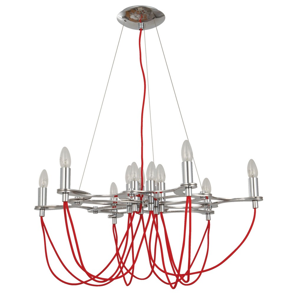 Candelabro acabado en cromo y rojo 12L