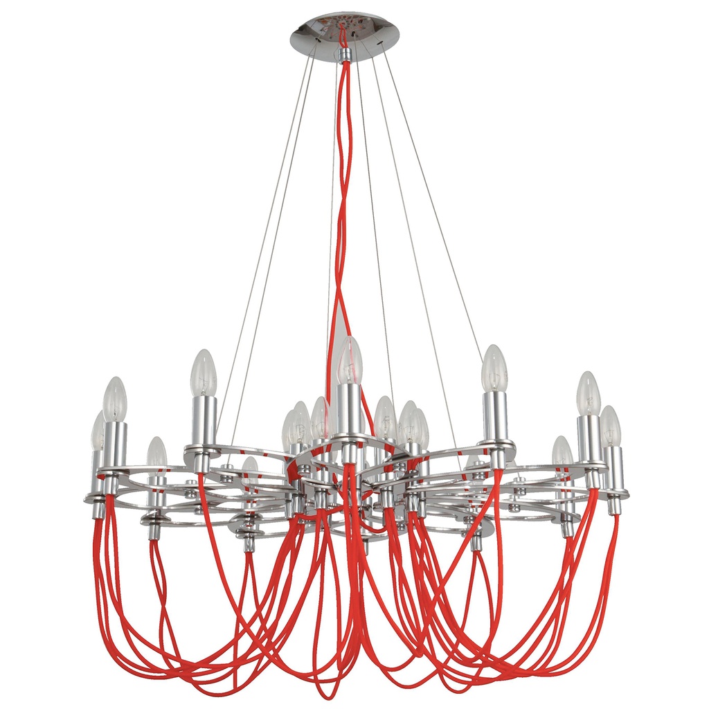 Candelabro 24L, Acabado en cromo y rojo