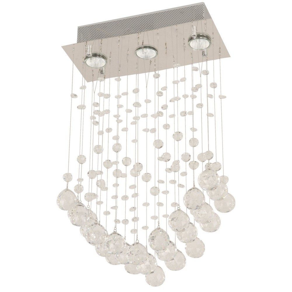 Lámpara Colgante Acero Inoxidable Cristal 3 Luces GU10 50W